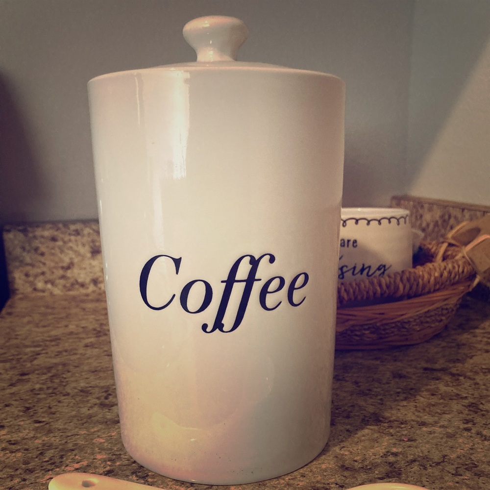 Ceramic coffee canister.